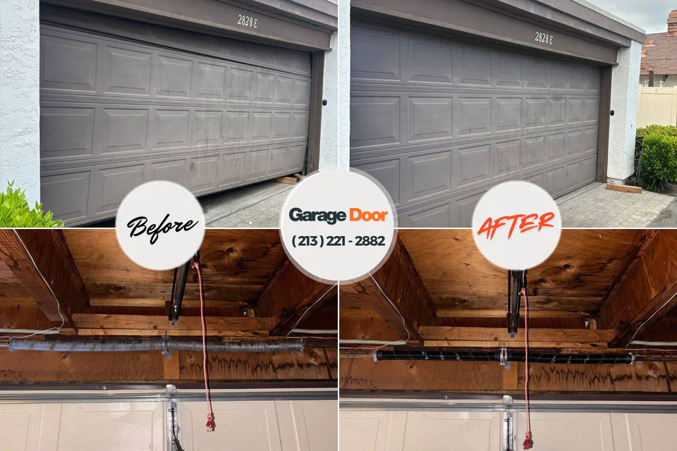 Before and after: garage door repair Shawnee, OK